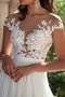 Robe de mariée de princesse en chiffon avec manche courte col u profond jusqu'au sol - photo 4