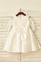 Robe de cortège enfant naturel en satin arrivée au mollet fermeutre eclair avec fleurs - photo 2