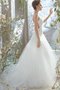 Robe de mariée naturel manche nulle de mode de bal textile en tulle bretelles spaghetti - photo 1