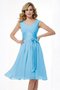 Robe demoiselle d'honneur plissage courte a-ligne en chiffon larges bretelles - photo 2