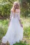 Robe de mariée nature a-ligne en chiffon en 1/2 manche appliques - photo 2