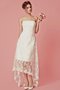 Robe de mariée romantique charmeuse haut bas avec zip avec décoration dentelle - photo 1