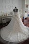 Robe de mariée modeste avec manche 3/4 de traîne mi-longue cordon de col haut - photo 2