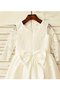Robe de cortège enfant naturel en satin arrivée au mollet fermeutre eclair avec fleurs - photo 4