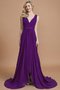 Robe demoiselle d'honneur naturel en chiffon manche nulle de traîne courte v encolure - photo 18