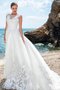 Robe de mariée en plage fermeutre eclair au niveau de cou avec bouton de traîne courte - photo 1