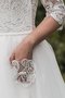 Robe de mariée nature avec décoration dentelle v col profonde ligne a longueur mollet - photo 2