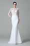 Robe de mariée longue en satin au niveau de cou de sirène avec manche longue - photo 3
