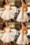 Robe de graduation naturel en tulle manche nulle decoration en fleur de col en cœur - photo 1