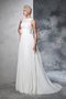 Robe de mariée longue manche nulle avec fronce en chiffon de traîne moyenne - photo 4