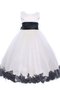 Robe de cortège enfant avec nœud avec fleurs manche nulle col u profond - photo 1