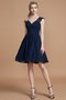 Robe demoiselle d'honneur naturel au niveau de genou de princesse en chiffon a-ligne - photo 15