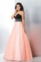 Robe de quinceanera longue naturel fermeutre eclair longueur au ras du sol en satin - photo 4