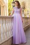Robe de soirée naturel jusqu'au sol avec chiffon avec perle encolure ronde - photo 3