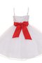 Robe de cortège enfant ruché avec fleurs manche nulle a-ligne - photo 2