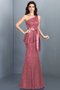 Robe demoiselle d'honneur longue avec zip d'épaule asymétrique de sirène manche nulle - photo 28