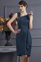 Robe demoiselle d'honneur courte en taffetas avec zip de longueur à genou appliques - photo 10