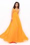 Robe de soirée v encolure avec chiffon a-ligne longueur au ras du sol manche nulle - photo 1