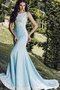 Robe de bal plissage avec décoration dentelle manche nulle de sirène de traîne moyenne - photo 1