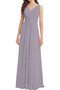 Robe demoiselle d'honneur longue jusqu'au sol avec chiffon v encolure ruché - photo 1
