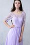 Robe demoiselle d'honneur plissage romantique longue col u profond en 1/2 manche - photo 2