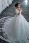 Robe de mariée avec perle à la mode de col bateau encolure ronde naturel - photo 3