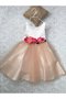 Robe de cortège enfant plissage au niveau de genou manche nulle textile en tulle ligne a - photo 1