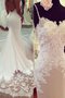 Robe de mariée naturel decoration en fleur en satin de sirène bandouliere spaghetti - photo 1