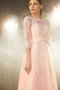 Robe de bal naturel a-ligne en 1/2 manche textile en tulle appliques - photo 5