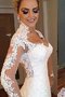 Robe de mariée avec manche longue v encolure fait main avec décoration dentelle naturel - photo 1