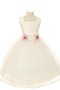 Robe de cortège enfant jusqu'au mollet a-ligne manche nulle avec fleurs textile taffetas - photo 2