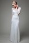 Robe de mariée nature modeste avec décoration dentelle col en bateau de fourreau - photo 1