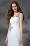 Robe de mariée naturel d'épaule asymétrique avec perle a-ligne en chiffon - photo 6