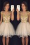 Robe de bal naturel brillant bref textile en tulle encolure ronde - photo 1