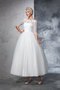 Robe de mariée longue col en bateau fermeutre eclair de mode de bal en 1/2 manche - photo 1