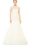 Robe de mariée longue modeste col en bateau avec manche épeules enveloppants a-ligne - photo 1