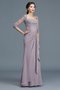 Robe mère de mariée naturel avec chiffon jusqu'au sol de lotus avec manche 3/4 - photo 6