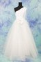 Robe de mariée a-ligne manche nulle textile en tulle avec zip d'épaule asymétrique - photo 1
