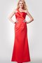 Robe demoiselle d'honneur distinguee longue en satin ruché d'épaule asymétrique - photo 1