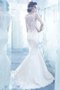 Robe de mariée de sirène avec fleurs en satin manche nulle de traîne courte - photo 1