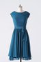 Robe demoiselle d'honneur moderne avec manche courte au niveau de cou avec ruban a-ligne - photo 1