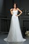 Robe de mariée longue naturel avec zip avec fronce de princesse - photo 1