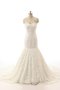Robe de mariée de sirène jusqu'au sol de lotus avec décoration dentelle manche nulle - photo 2