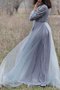 Robe demoiselle d'honneur discrete romantique textile en tulle avec perle ceinture - photo 2