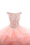 Robe de quinceanera romantique longue avec cristal de crystal floral pin textile en tulle - photo 2