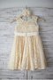 Robe de cortège enfant naturel manche nulle avec fleurs de princesse a-ligne - photo 2