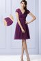 Robe demoiselle d'honneur ligne a au niveau de genou avec chiffon manche nulle - photo 1
