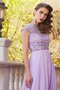 Robe de soirée naturel jusqu'au sol avec chiffon avec perle encolure ronde - photo 5