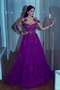 Robe de bal splendide avec manche longue appliques col u profond a-ligne - photo 1