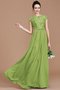 Robe demoiselle d'honneur naturel avec zip a-ligne avec manche courte en chiffon - photo 21